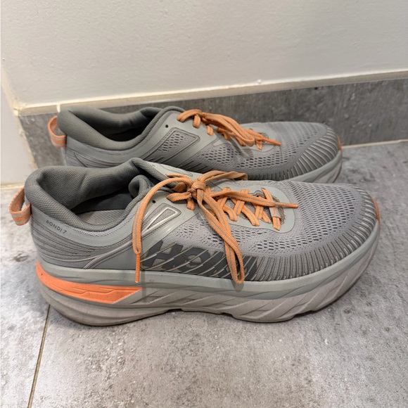 Hoka Women’s Bondi 7 Sneakers in Gray and Orange main image 7